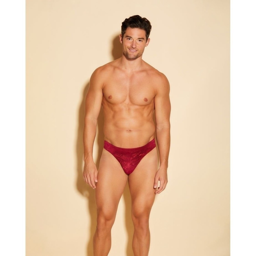 Cosabella Never Say Never Men's Lace G-String Sindoor Red Size XL